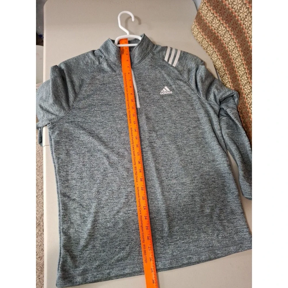 Adidas Men's Poly Warm Fleece‎ Pullover Sweat Shirt 1/4 Zip Gray Size Medium